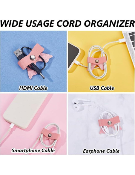 10 Pcs Clips Organizadores de Cables GORGECRAFT Rosa PU