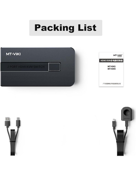 Interruptor KVM HDMI 2 Puertos MT-VIKI 4K@30Hz USB