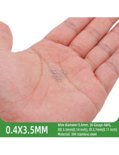 Anillas de Salto Abiertas THREENEST 1000PCS Acero Inoxidable 3.5mm 2