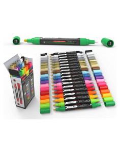 Marcadores Acrílicos TOOLI-ART 18 Colores Doble Cara Multi-Superficie