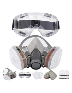 Respirador Reutilizable Media Cara con Filtros y Gafas