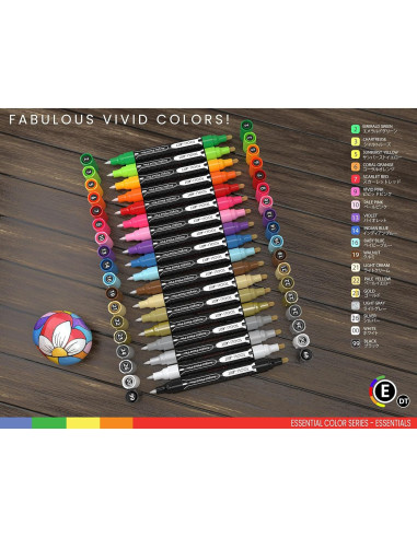 Marcadores Acrílicos TOOLI-ART 18 Colores Doble Cara Multi-Superficie