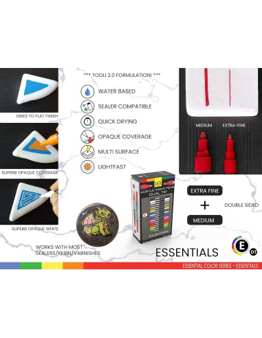 Marcadores Acrílicos TOOLI-ART 18 Colores Doble Cara Multi-Superficie