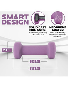 Pesas de Mano Neopreno Yes4All 2 LB - Color Púrpura - Par 2