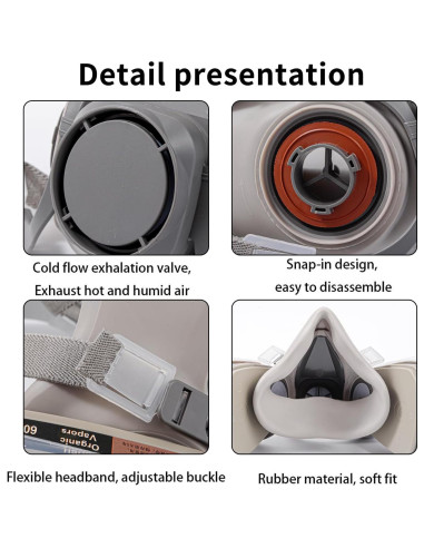Respirador Reutilizable Media Cara con Filtros y Gafas