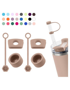 Juego de Tapas de Silicona DUNLAGUE 2 Pack Rosa Almendra 30oz 40oz