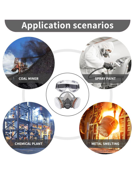 Respirador Reutilizable Media Cara con Filtros y Gafas