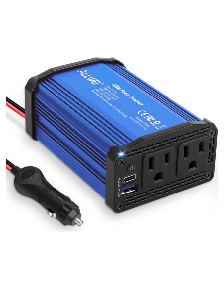 Inversor de Potencia 300W ALLWEI 12V a 220V con USB-C y USB-A