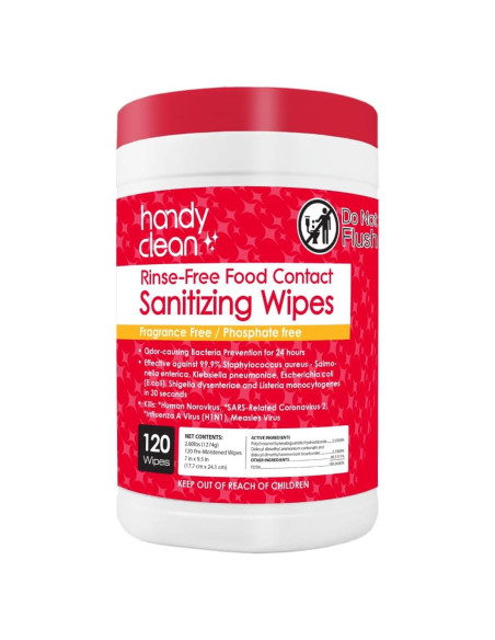 Toallitas Desinfectantes HandyClean 120 Unidades Sin Enjuague