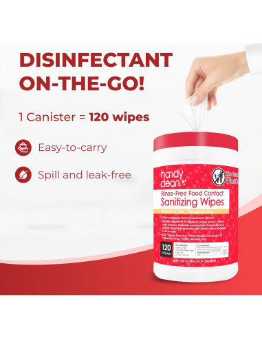Toallitas Desinfectantes HandyClean 120 Unidades Sin Enjuague