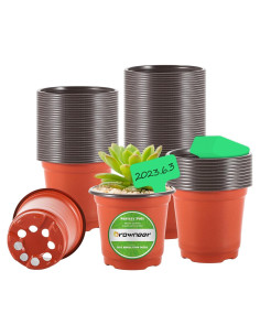 Macetas de Plástico GROWNEER 60 Pcs 10.16 cm con Etiquetas