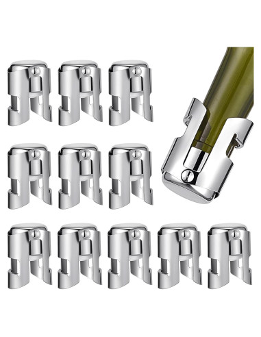 Tapones de Champagne Reutilizables Tessco - 12 Pcs Acero Inoxidable