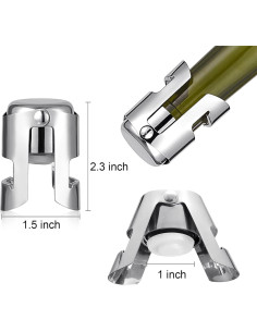 Tapones de Champagne Reutilizables Tessco - 12 Pcs Acero Inoxidable 2