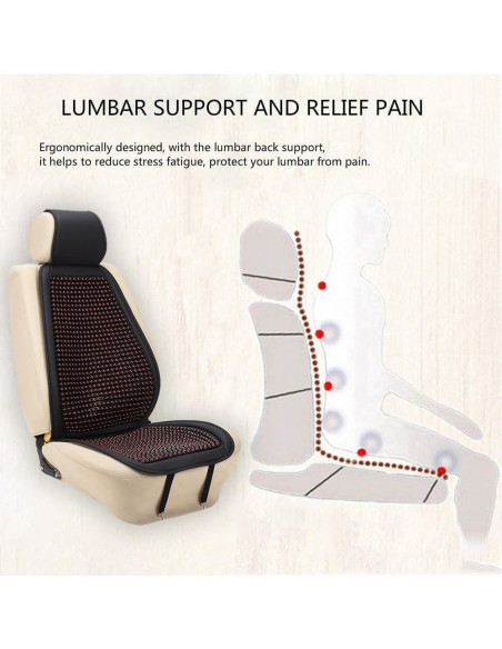 Cojín de Asiento de Coche Blueshyhall con Perlas de Madera Rojo - 2 Pcs