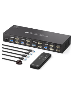 Interruptor KVM 4 Puertos PVBCTCSID 2 Monitores 8K 60Hz