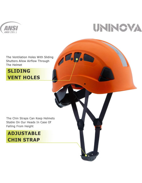 Casco de Seguridad UNINOVA OSHA Naranja Ajustable 6 Puntos Casco de Seguridad UNINOVA OSHA Naranja Ajustable 6 Puntos