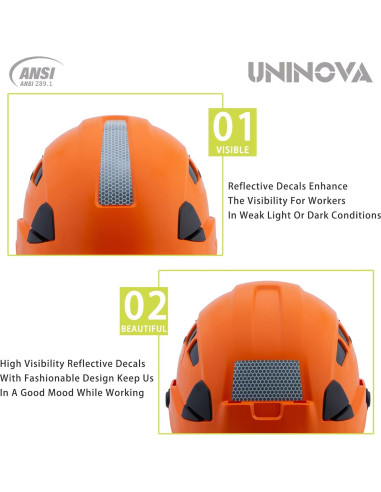 Casco de Seguridad UNINOVA OSHA Naranja Ajustable 6 Puntos