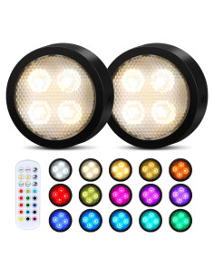 Luces Puck LED Onumii con Control Remoto y Temporizador - Paquete de 2