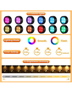 Luces Puck LED Onumii con Control Remoto y Temporizador - Paquete de 2 2