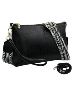 Bolso cruzado de mano vegano Lifwimner negro 23.9x6.9x15cm