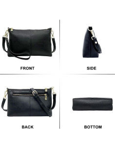 Bolso cruzado de mano vegano Lifwimner negro 23.9x6.9x15cm 2