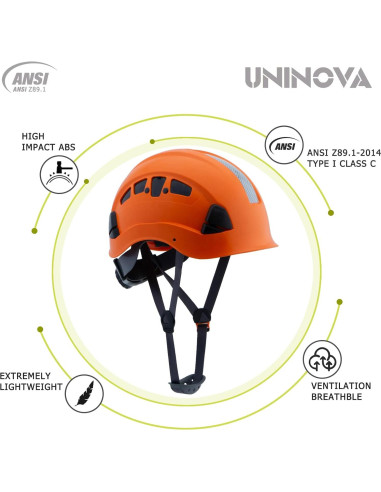Casco de Seguridad UNINOVA OSHA Naranja Ajustable 6 Puntos