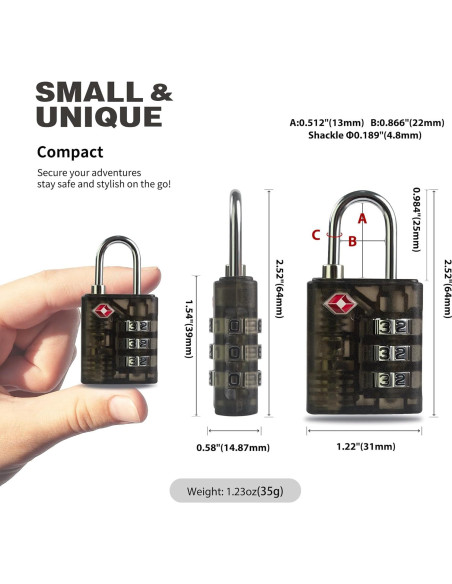 Candado TSA de Combinación UP Security 3 Dígitos Negro Candado TSA de Combinación UP Security 3 Dígitos Negro