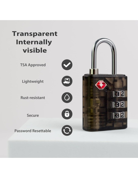 Candado TSA de Combinación UP Security 3 Dígitos Negro Candado TSA de Combinación UP Security 3 Dígitos Negro