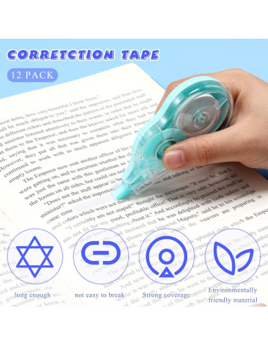 Cinta Correctora Yexiya 12 Pcs 12m x 5mm Color Arcoíris