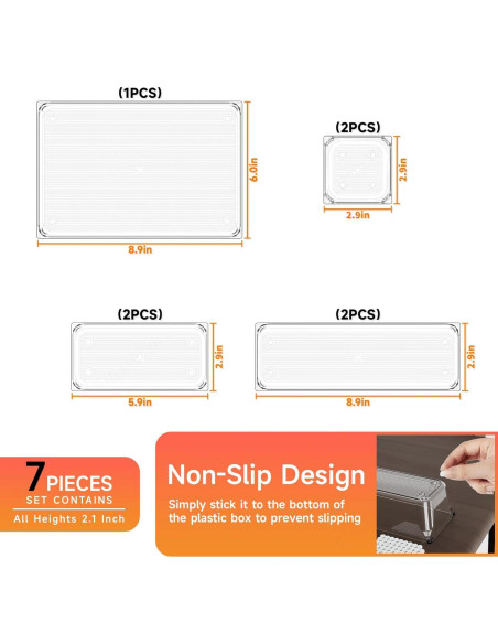 Juego de 7 Organizadores de Cajones SuoXing - Plástico Transparente
