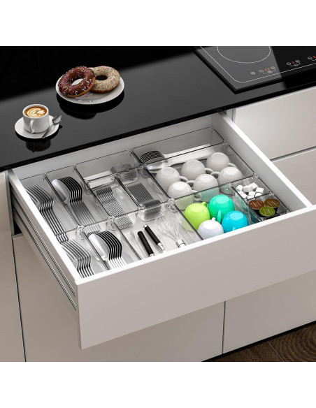 Juego de 7 Organizadores de Cajones SuoXing - Plástico Transparente