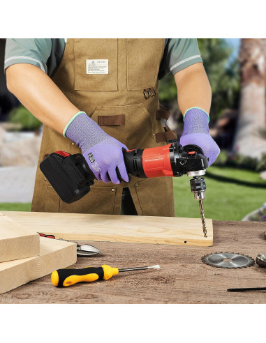 Guantes de Trabajo JDL Safety Nitrilo Táctiles 12 Pares Morado