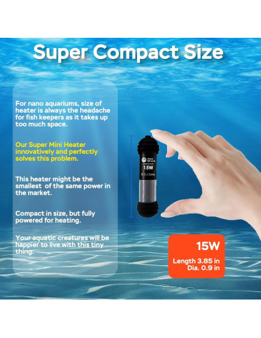 Calentador de Acuario AquaMiracle 15W Mini para 3-11L