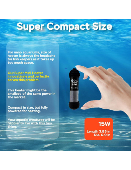 Calentador de Acuario AquaMiracle 15W Mini para 3-11L