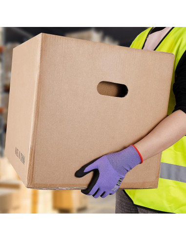 Guantes de Trabajo JDL Safety Nitrilo Táctiles 12 Pares Morado