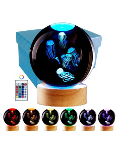 Lámpara de Bola de Cristal K9 3D Medusa LED 16 Colores