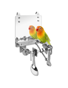 Juguete para Aves Bissap Espejo Acero Inoxidable 15x15cm