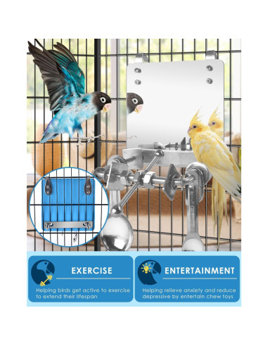 Juguete para Aves Bissap Espejo Acero Inoxidable 15x15cm