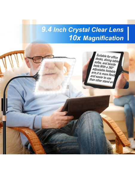 Lupa de Lectura Iluminada 10X Floranest con Soporte y Luz Lupa de Lectura Iluminada 10X Floranest con Soporte y Luz
