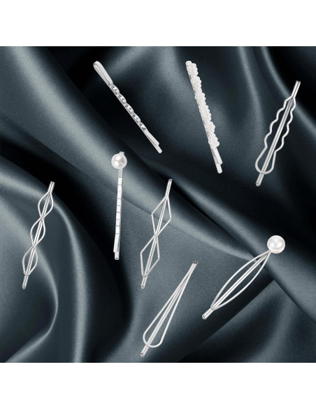 Conjunto de 16 Pinzas de Pelo Geométricas BOYIVI Plata