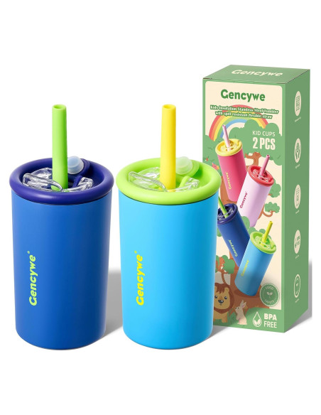 Pack de 2 Tazas de Acero Inoxidable Gencywe 350 ml para Niños