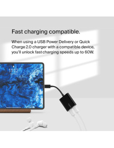 Adaptador de Audio y Carga USB-C Belkin RockStar 60W - Negro 2