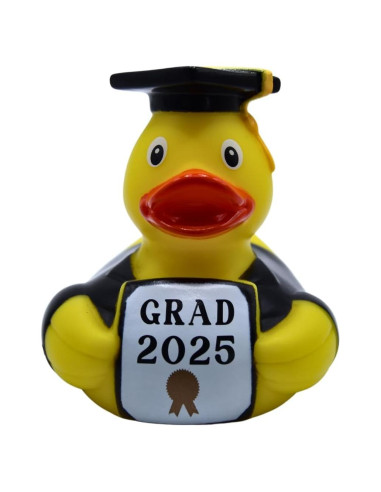 Patito de goma graduación 2025 - Amarillo y Naranja - 8.26 cm