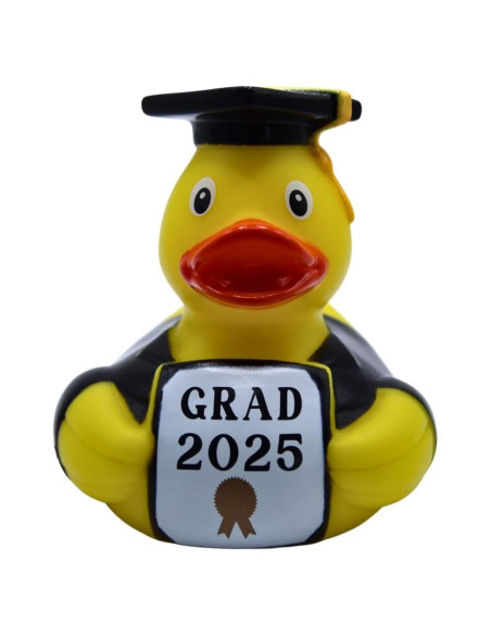 Patito de goma graduación 2025 - Amarillo y Naranja - 8.26 cm