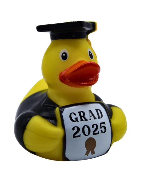 Patito de goma graduación 2025 - Amarillo y Naranja - 8.26 cm