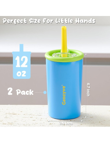 Pack de 2 Tazas de Acero Inoxidable Gencywe 350 ml para Niños