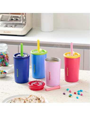 Pack de 2 Tazas de Acero Inoxidable Gencywe 350 ml para Niños