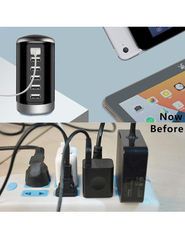 Cargador USB Universal 6 Puertos Wyness Carga Rápida Púrpura