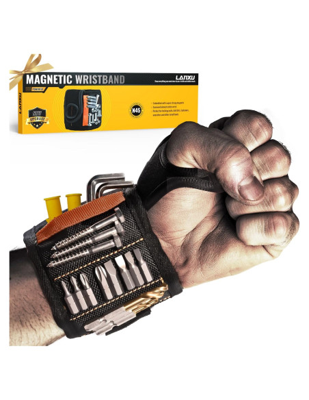 Banda de Muñeca Magnética LANXU con 15 Imánes y 2 Bolsillos