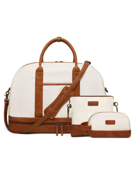 Bolsa de Fin de Semana para Mujeres BOLOSTA Beige 45.7x30.5cm